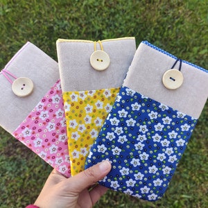 Estuche para teléfono floral con bolsillo, billetera para teléfono celular, soporte para teléfono celular, bolsa para teléfono floral hecha a mano