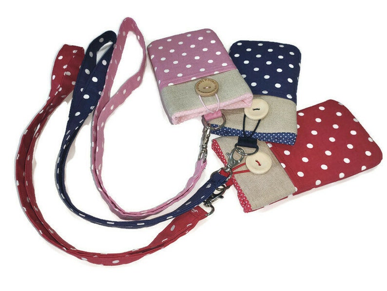 Phone Case Lanyard Dots Fabric Phone Pouch Lanyard Padded - Etsy