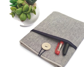 Kindle Scribe case cover sleeve with pen holder padded linen fabric