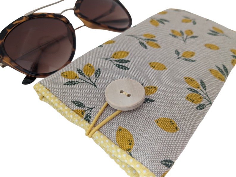 Étui à lunettes de soleil Porte-monnaie souple et zippé, cadeau de fête des mères, cadeaux pour maman, ensemble joyeux anniversaire, cadeau de Noël pour elle Citrons image 2