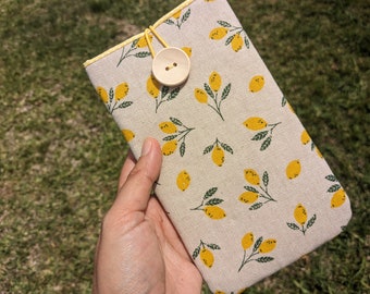 Lemon Fabric iphone pouch, iPhone 13 case, iPhone 14 pouch, iPhone 14 Pro Max fabric case, iphone 13 pro max case, iPhone 11 cloth case