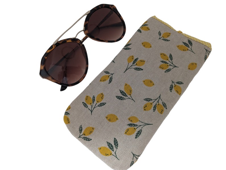 Étui à lunettes de soleil Porte-monnaie souple et zippé, cadeau de fête des mères, cadeaux pour maman, ensemble joyeux anniversaire, cadeau de Noël pour elle Citrons image 4