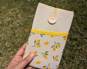 Lemon Fabric iphone sleeve, iPhone 14 case, iPhone 12 pouch, iPhone 12 Pro Max fabric case, iphone 13 pro max case, iPhone SE cloth case