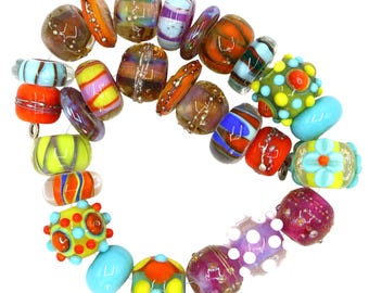 wHandmade Lampwork Beads:  set of 27