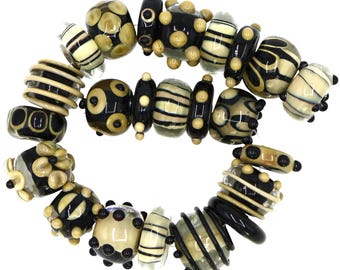 wHandmade Lampwork Beads:  set 23 round/disc