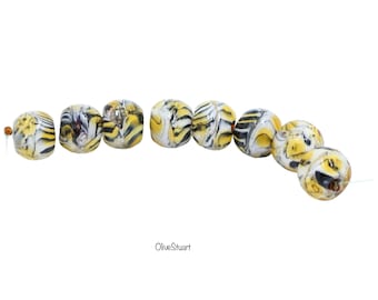 Handmade Lampwork Beads:  one tiger print round