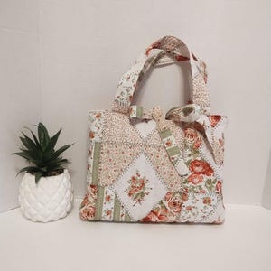 Handmade Quilted Tote Bag Bible or Book Carrier - Roses n' Stitches