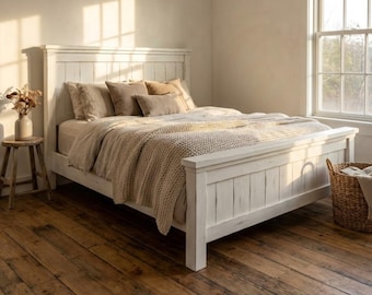 The Homestead Bed Frame Plans | Rugged Farmhouse DIY Woodworking PDF | Heavy Timber Style | Adjustable Size (King, Queen, Full) | Digital