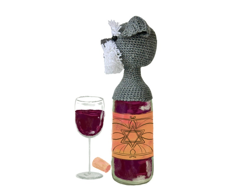 Schnauzer Wine Topper Dog Crochet Pattern, Amigurumi Crochet Gift Idea image 4