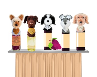 Crochet Dog Wine Topper Patterns – PDF Dog Breed Patterns | Goldendoodle, Poodle, Yorkie | Fun Gift for Dog Lovers & Crocheters