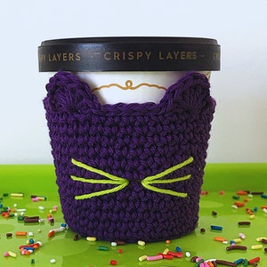 Ice Cream Pint Cozy Crochet Pattern + Cozy Printable, Ice Cream Cozy, Ice Cream Sleeve, Ice Cream Holder, Pint Sleeve, Crochet Cat Gift