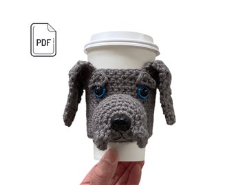 Weimaraner Crochet Pattern, Weimaraner Dog Cup Cozy Pattern, Realistic Dog Breed Crochet, Dog Lover's Pattern, Crochet Dog Gift