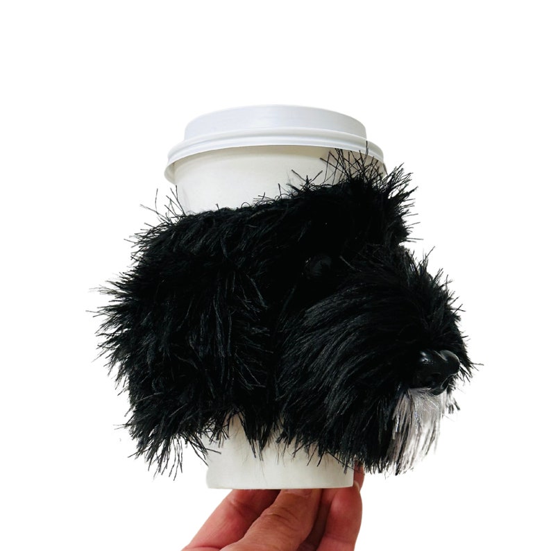 Crochet pattern details for Portuguese Water Dog Cup Cozy by Hooked by Angel – includes step-by-step instructions, photos, and Angel’s Tips for easy crocheting, instant digital PDF download on Etsy.