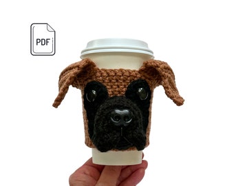 Boxer Cup Cozy Pattern, Boxer Crochet Pattern, Realistic Dog Crochet Pattern, Crochet Dog Breed, Dog Lover’s Pattern, Crochet Gift Pattern