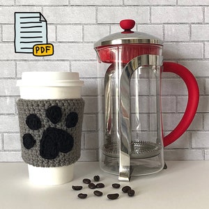 Paw Print Crochet Pattern, Paw Print Pattern, Cup Cozy Pattern, Dog Crochet Gift, Crochet Coffee Lover Gift, Crochet Dog Lover Gift Idea