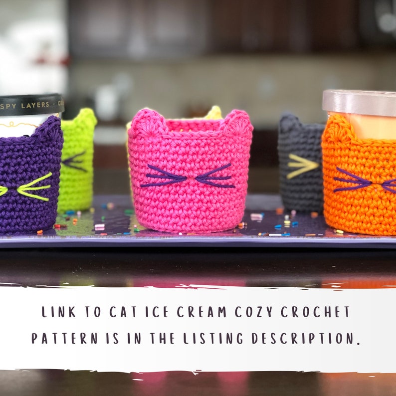 Cat Cozy Pattern, Ice Pop Holder, Crochet Cat Pattern, Kitty Crochet, Kitty Pattern, Crochet Cat Gift, Easy Crochet Gift, Quick Crochet Gift image 8