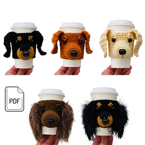 Sausage Dog Crochet Pattern Bundle, Crochet Dachshund Cup Cozy Pattern, Realistic Dog Breed Crochet, Dog Lovers Pattern, Crochet Dog Gift