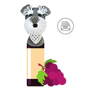 Schnauzer Dog Crochet Pattern - Amigurumi Schnauzer Wine Bottle Topper - Miniature Schnauzer Gift Idea