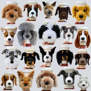 Complete Set of Hooked by Angel Dog Cup Cozy Crochet Patterns , 77 Realistic Dog Crochet Patterns, Dog Breed Crochet, Crochet Dog Gift