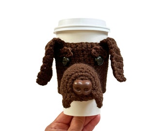 Chocolate Labrador Cup Cozy, Labrador Retriever Gifts, Chocolate Lab Dog Themed Gift, Realistic Dog Breed Gifts, Labrador Mom or Dad