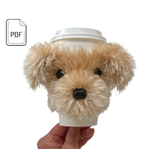 Morkie Cup Cozy Pattern, Yorkie Crochet Pattern, Morkshire Terrier, Realistic Dog Crochet Coffee Cozy, Dog Lover's Pattern, Crochet Dog Gift