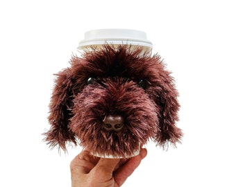 Chocolate Labradoodle Cup Cozy, Labradoodle Gifts, Brown Labradoodle Owner or Lover, Realistic Dog Themed Gift, Doodle Dog Mom or Dad Gift