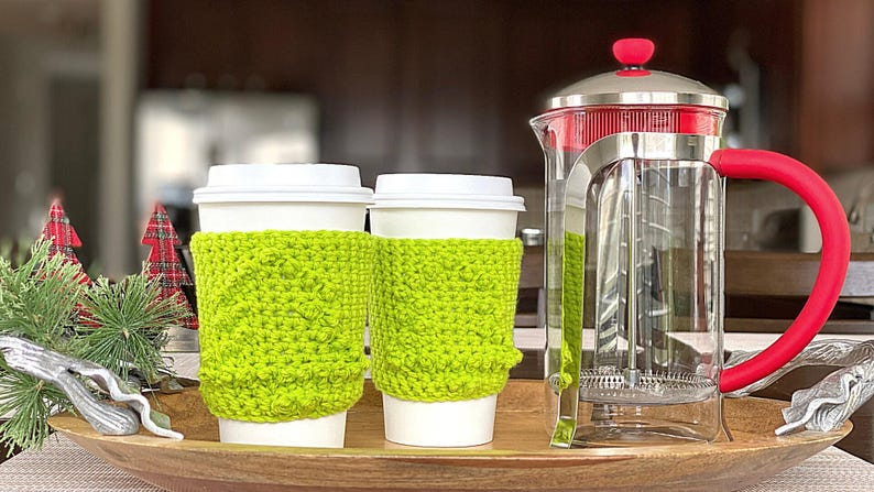 Christmas Crochet Cup Cozy Pattern Bundle: Holiday Lights, Candy Cane, Tree (PDF + Printable Templates) image 7