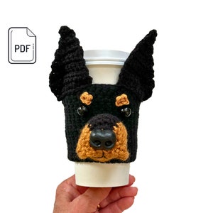 Doberman Crochet Pattern, Doberman Pinscher, Cup Cozy Pattern, Realistic Dog Crochet Pattern, Crochet Dog Breeds, Crochet Gift Pattern