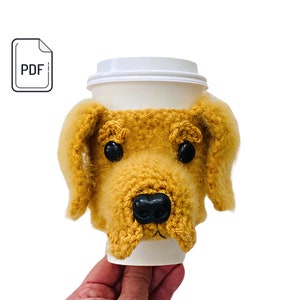 Golden Retriever Crochet Pattern, Cup Cozy Pattern, Realistic Dog Crochet Pattern, Crochet Dog Breed, Dog Lovers Crochet Gift Pattern