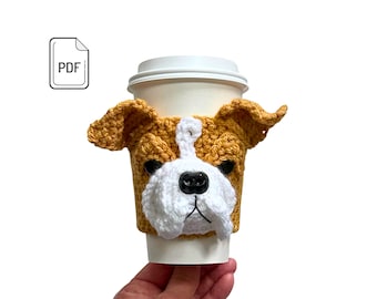 English Bulldog Cup Cozy Pattern, American Bulldog Crochet Pattern, Realistic Dog Crochet Pattern, Crochet Dog Breed, Dog Lover’s Pattern