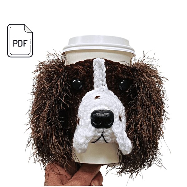 Modèle douillet Springer Spaniel Cup, épagneul au crochet, motif chien réaliste au crochet, modèle pour les amoureux des chiens, cadeau pour chien au crochet