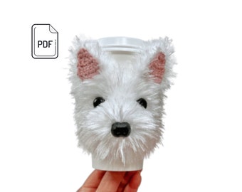 Westie Crochet Pattern, Cup Cozy Pattern, West Highland Terrier, Realistic Dog Crochet Pattern, Dog Lover's Pattern, Crochet Dog Gift