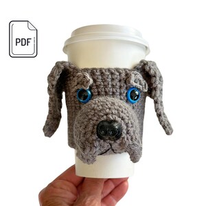 Weimaraner Crochet Pattern, Weimaraner Dog Cup Cozy Pattern, Realistic Dog Breed Crochet, Dog Lover's Pattern, Crochet Dog Gift