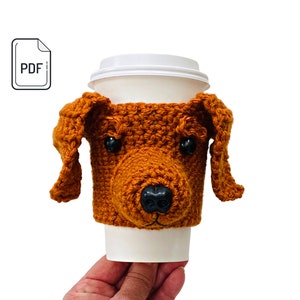Dachshund Crochet Pattern, Dachshund Dog Cup Cozy Pattern, Sausage Dog, Wiener Dog Pattern, Realistic Dog Crochet Pattern, Crochet Gift