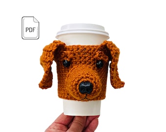 Realistic Dachshund Dog Crochet Pattern: Weiner Dog Cup Cozy (PDF Crochet Gift Pattern)