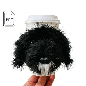 Portuguese Water Dog Crochet Pattern – curly dog cozy crochet design by Hooked by Angel, Etsy pattern download.