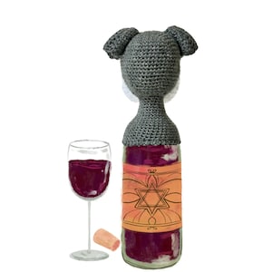 Schnauzer Wine Topper Dog Crochet Pattern, Amigurumi Crochet Gift Idea image 5