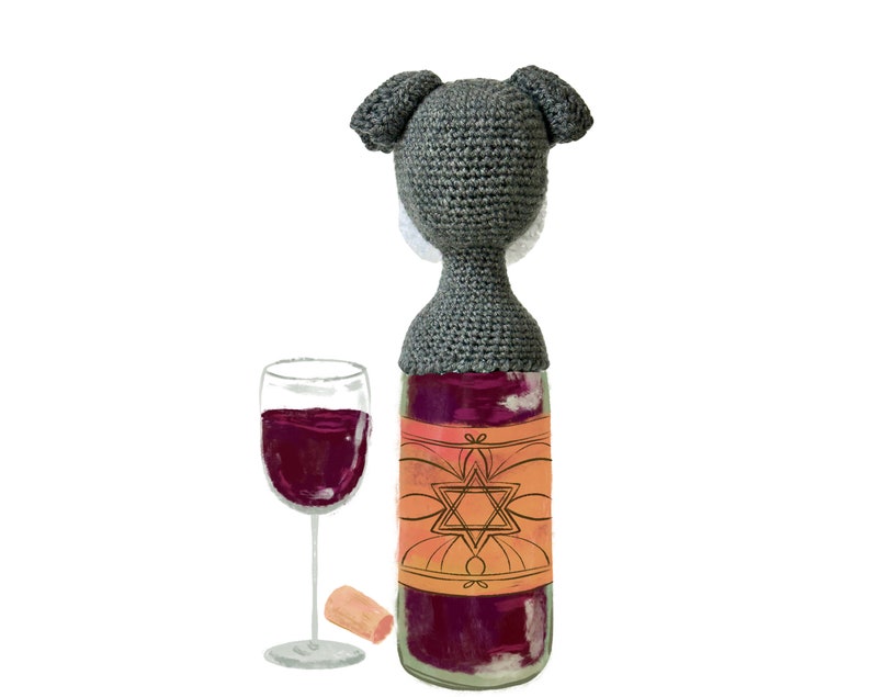 Schnauzer Wine Topper Dog Crochet Pattern, Amigurumi Crochet Gift Idea image 5