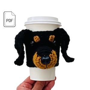 Miniature Dachshund Crochet Pattern, Cup Cozy Pattern, Dachshund Dog Crochet Pattern, Sausage Dog, Wiener Dog, Crochet Dog Gift