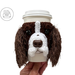 Springer Spaniel Cup Cozy Pattern, Spaniel Crochet Pattern, Realistic Dog Crochet Pattern, Dog Lover&#39;s Pattern, Crochet Dog Gift
