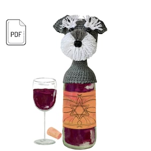 Schnauzer Wine Topper Dog Crochet Pattern, Amigurumi Crochet Gift Idea