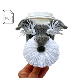 Schnauzer Crochet Pattern, Miniature Schnauzer Dog Cup Cozy Pattern, Realistic Dog Breed Crochet, Dog Cozy Pattern, Crochet Dog Lover Gift