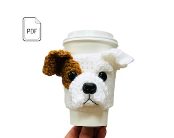 Bulldog Puppy Cup Cozy Pattern, English Bulldog Crochet Pattern, Realistic Dog, Crochet Dog Breed, Dog Lover’s Pattern, Crochet Gift Pattern