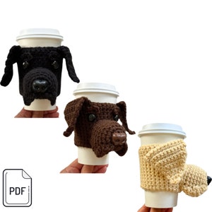 Labrador Crochet Pattern, Cup Cozy Pattern, Labrador Dog Crochet Pattern, Labrador Retriever, Black Lab, Realistic Dog, Crochet Dog Gift