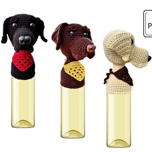 Realistic Labrador Crochet Pattern - Black, Chocolate, Yellow Lab Wine Bottle Topper - Amigurumi Crochet Dog Gift Pattern