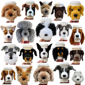 Complete Set of Hooked by Angel Dog Cup Cozy Crochet Patterns , 77 Realistic Dog Crochet Patterns, Dog Breed Crochet, Crochet Dog Gift