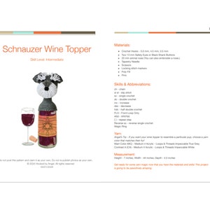 Schnauzer Wine Topper Dog Crochet Pattern, Amigurumi Crochet Gift Idea image 6