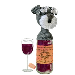 Schnauzer Wine Topper Dog Crochet Pattern, Amigurumi Crochet Gift Idea image 2