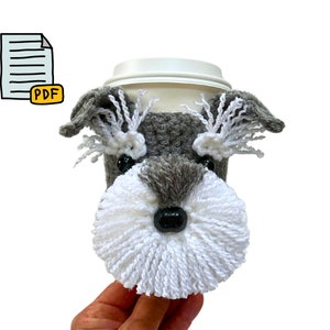 Schnauzer Crochet Pattern, Miniature Schnauzer Dog Cup Cozy Pattern, Realistic Dog Breed Crochet, Dog Cozy Pattern, Crochet Dog Lover Gift