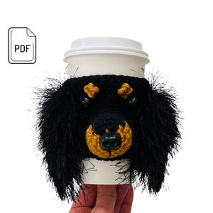 Schema all&#39;uncinetto per bassotto a pelo lungo, schema per copritazza, schema all&#39;uncinetto per cane bassotto, cane bassotto, cane bassotto, regalo all&#39;uncinetto per cane